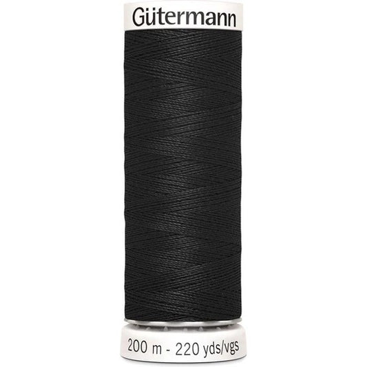 Gutermann naaigaren 200m zwart polyester